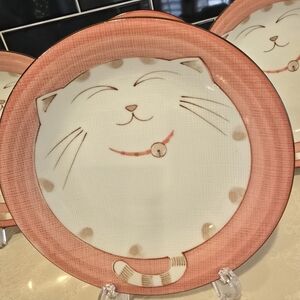 Cat Face Plates with Pink Border